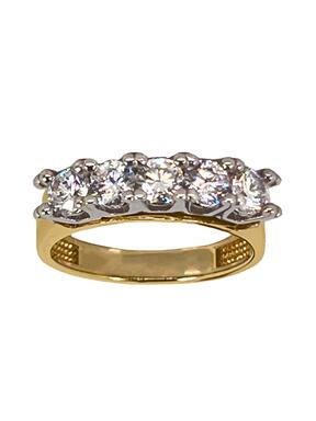 Gold ring with five zircons
