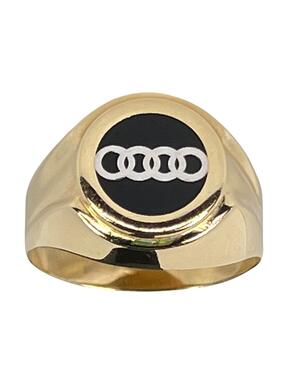 Gold ring with logo