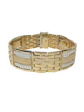 Gold solid combination gold bracelet with wide design
