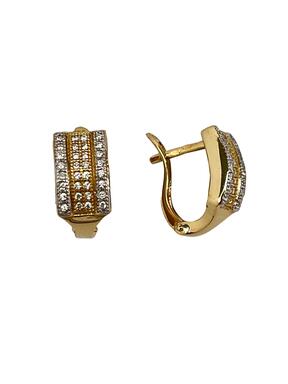 Gold two-tone earrings with zircons