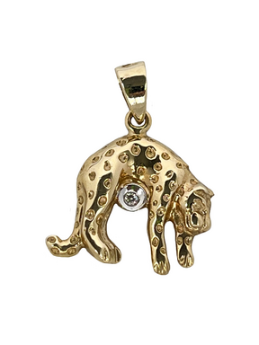 Gold two-tone panther pendant with zircon