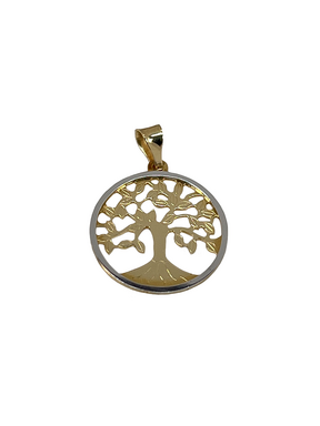 Gold two-tone tree of life pendant with engraving