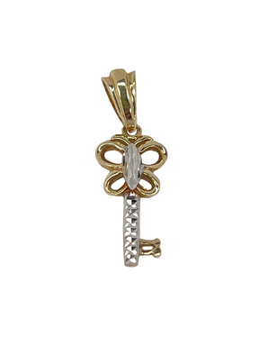 Golden combination key pendant with a butterfly