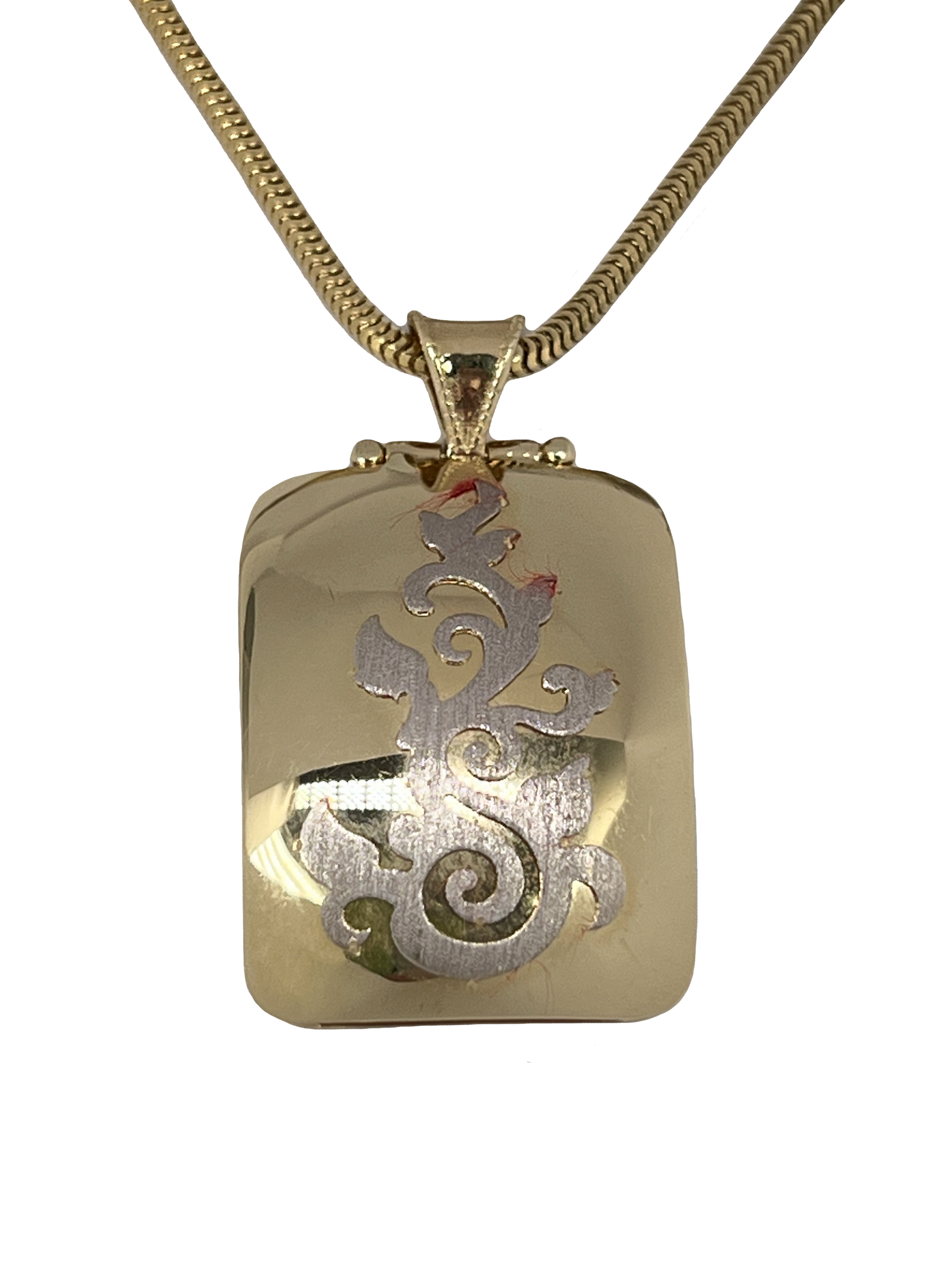 Golden combination pendant with a pattern
