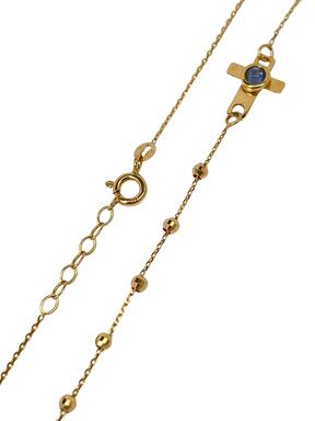 Golden Rosary with blue zircons
