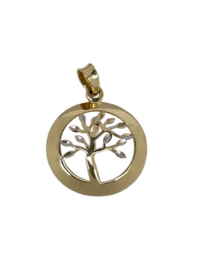Golden two-tone tree of life pendant