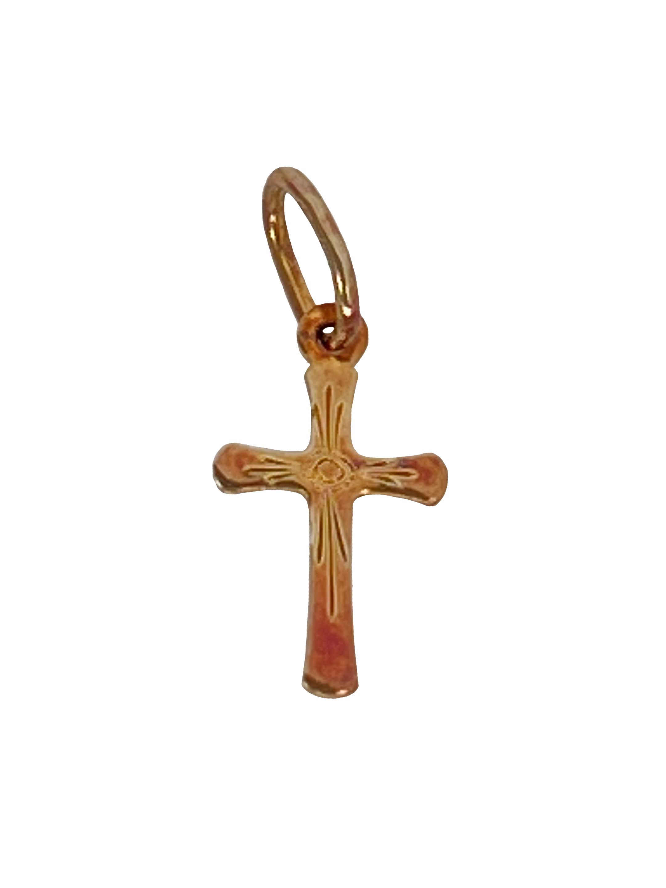 Gouden hanger gemaakt van roségoud kruis