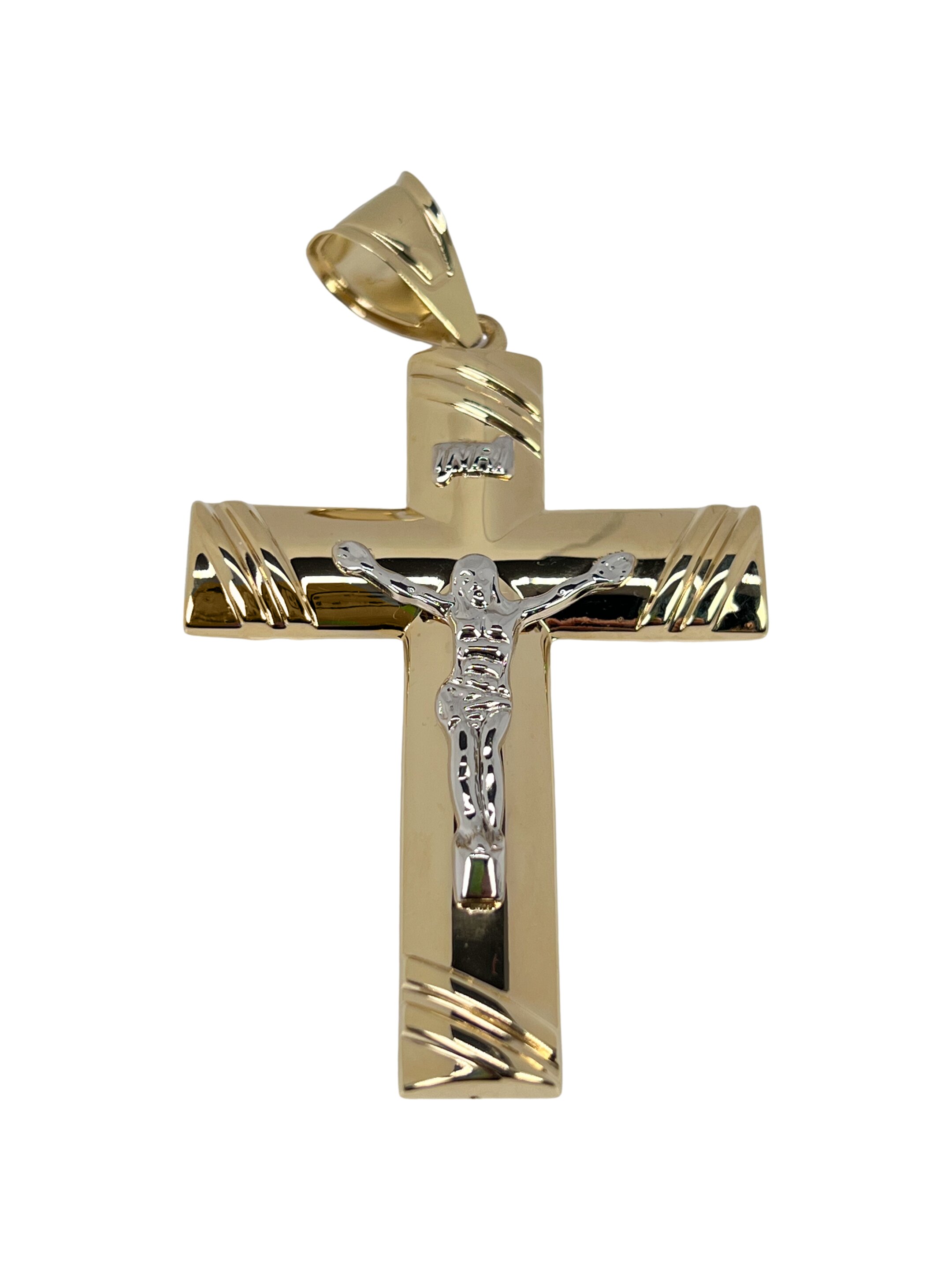 Gouden tweekleurige kruishanger