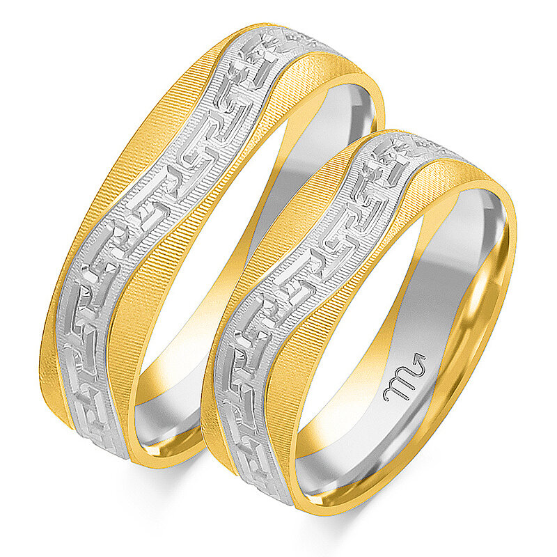 Graviruoti vestuviniai žiedai su senoviniais raštais
