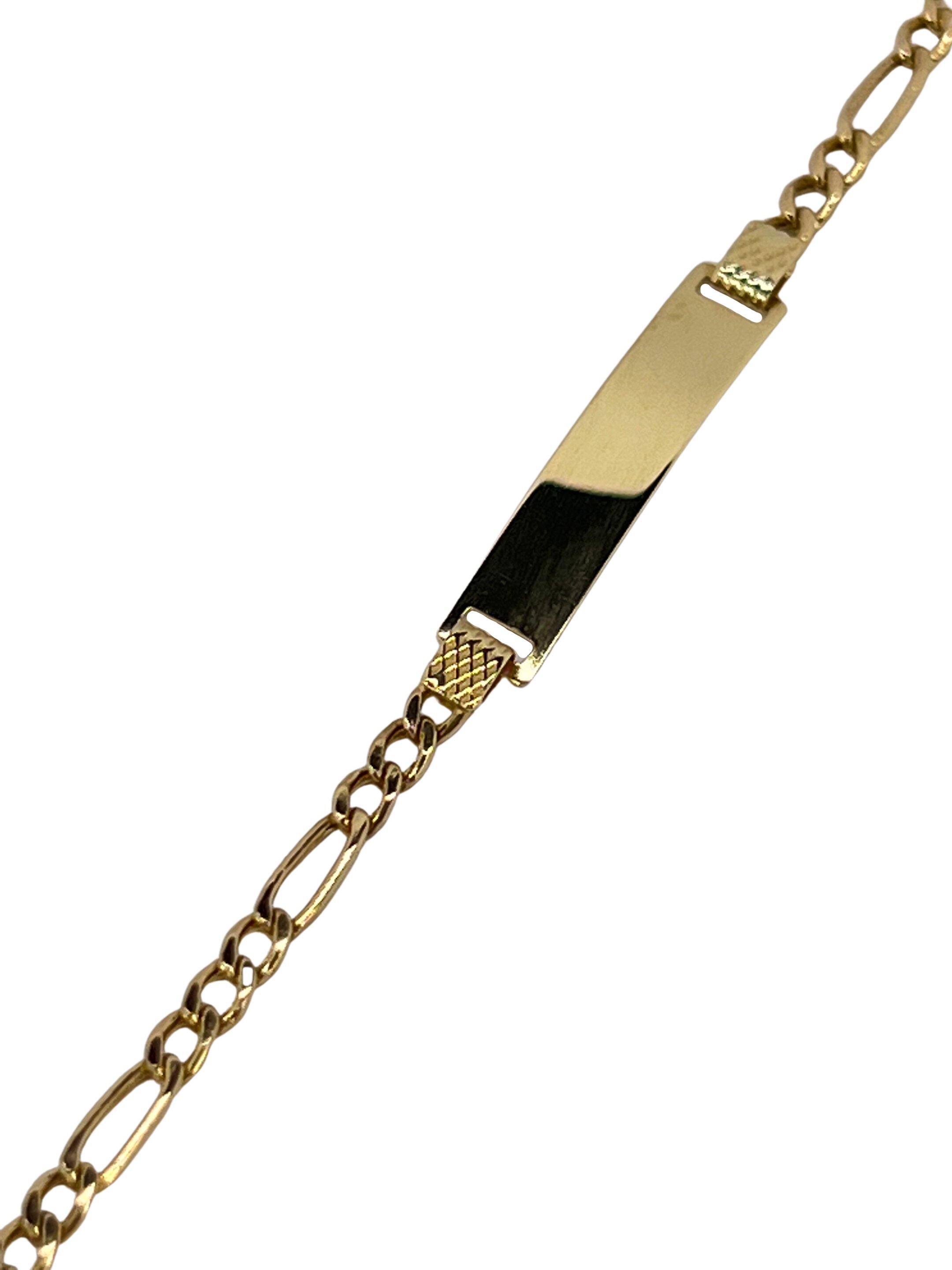 Guld armbånd Figaro 2,3 mm med plade