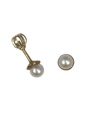 Guld skrue-øreringe med perler