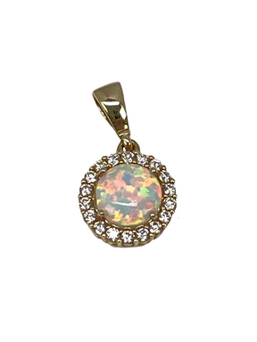 Guldvedhæng med opal og zirkoner