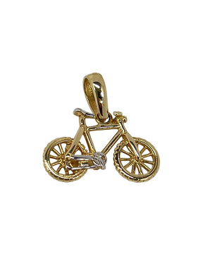 Gyldent cykelvedhæng lavet af kombineret guld