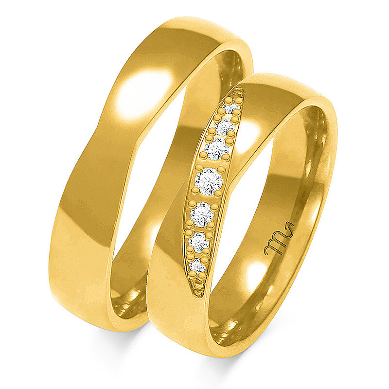 Įvairiaspalviai blizgantys vestuviniai žiedai su kalnų krištolais