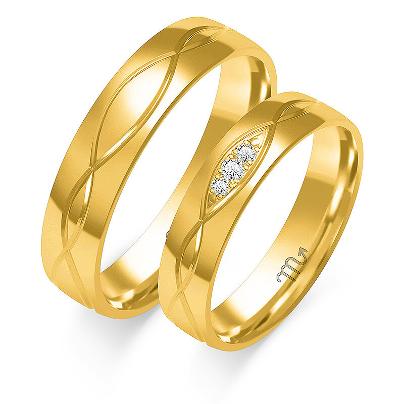 Įvairiaspalviai blizgantys vestuviniai žiedai su kalnų krištolais