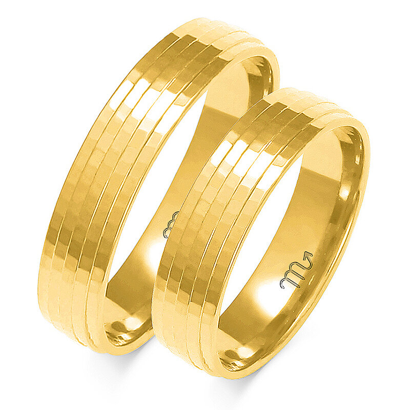 Įvairiaspalviai vestuviniai žiedai pusiau apvaliu profiliu