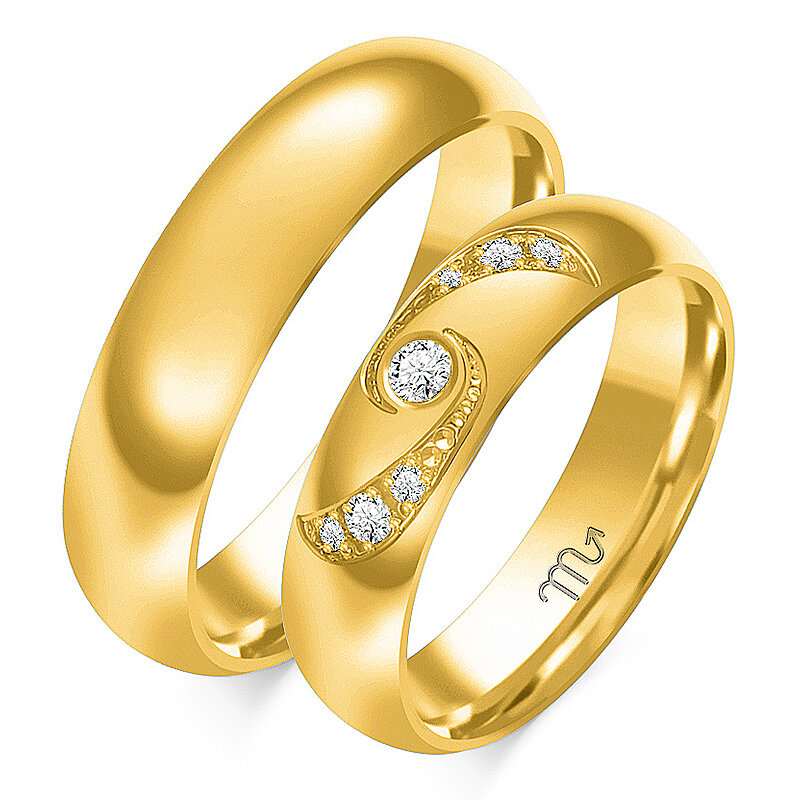 Klasični sijoči poročni prstani z okrasnimi kamenčki