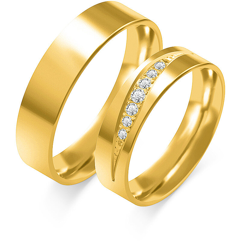 Klasični sijoči poročni prstani z okrasnimi kamenčki