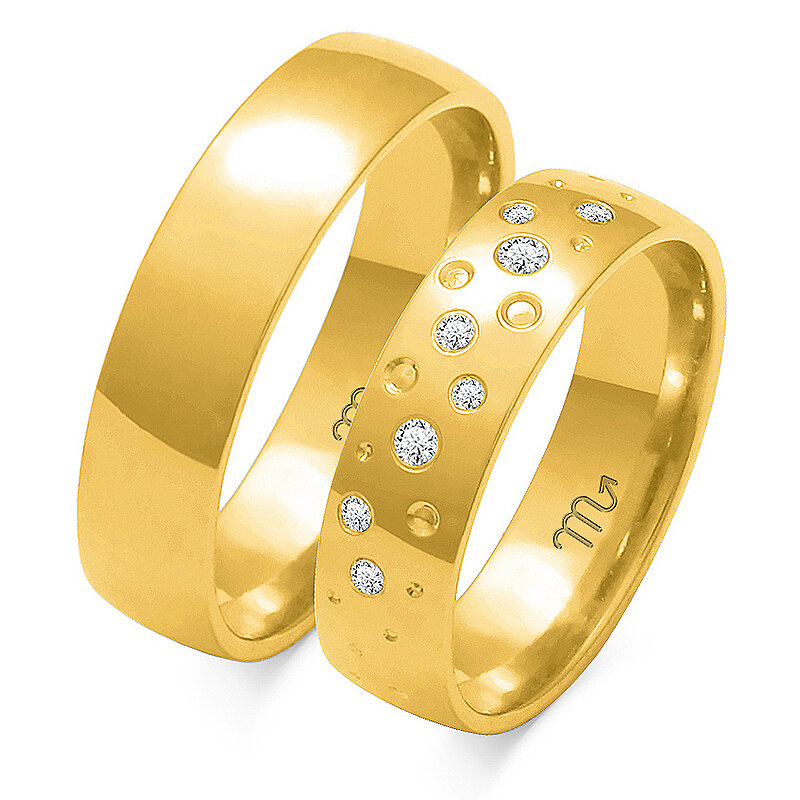 Klasično jednobojno vjenčano prstenje sa kamenčićima