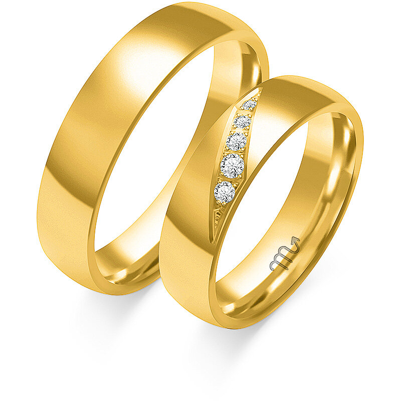 Klasikiniai blizgūs vestuviniai žiedai su kalnų krištolais