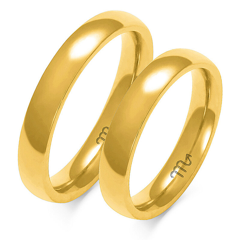 Klasikiniai vestuviniai žiedai pusiau apvaliu profiliu