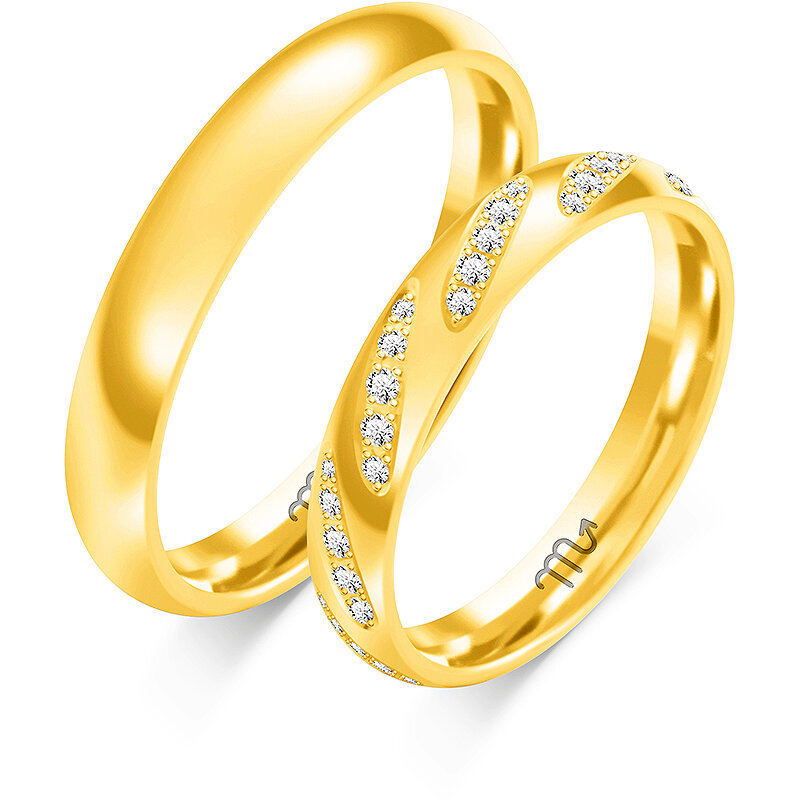 Klasikiniai vestuviniai žiedai su akmenukais