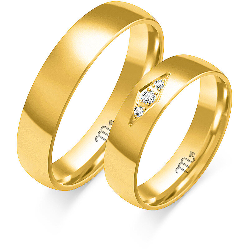 Klasikiniai vestuviniai žiedai su trimis akmenimis