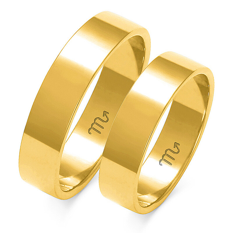 Klasikinis vestuvinis žiedas plokščiu profiliu A-113