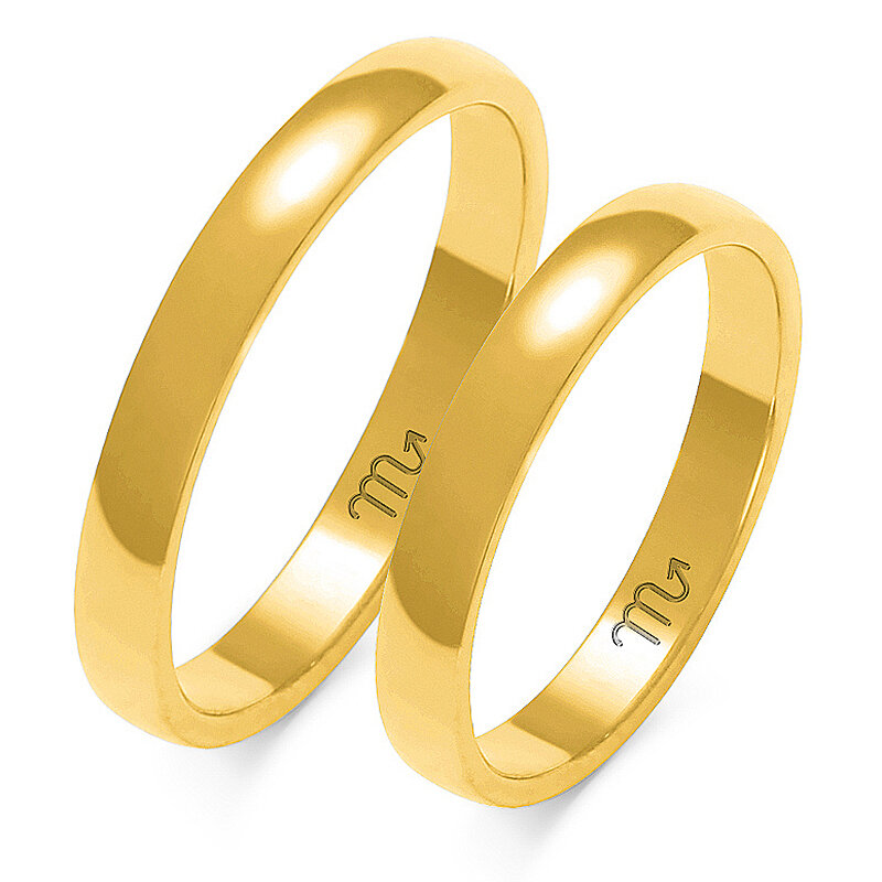 Klasikinis vestuvinis žiedas su pusiau apvaliu profiliu A-101