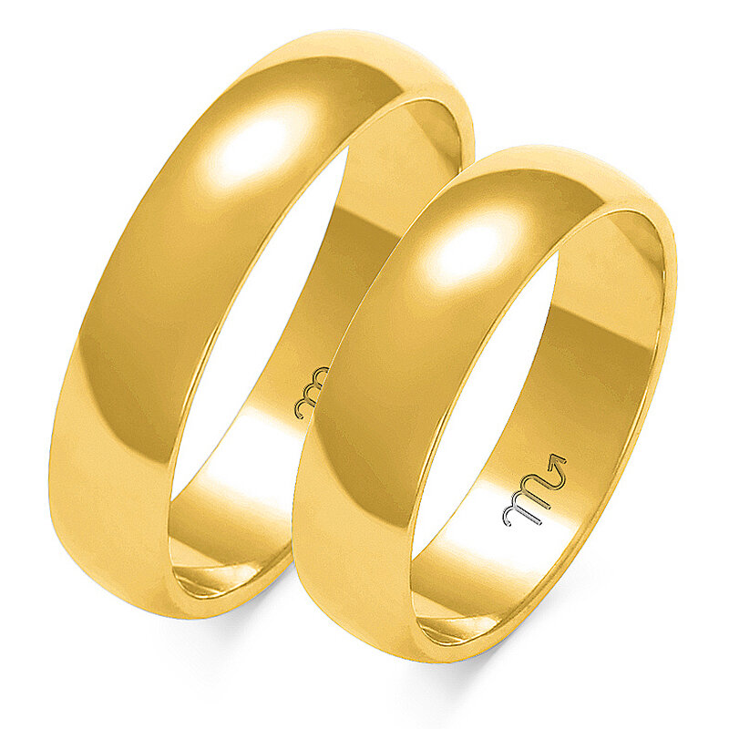 Klasikinis vestuvinis žiedas su pusiau apvaliu profiliu A-103
