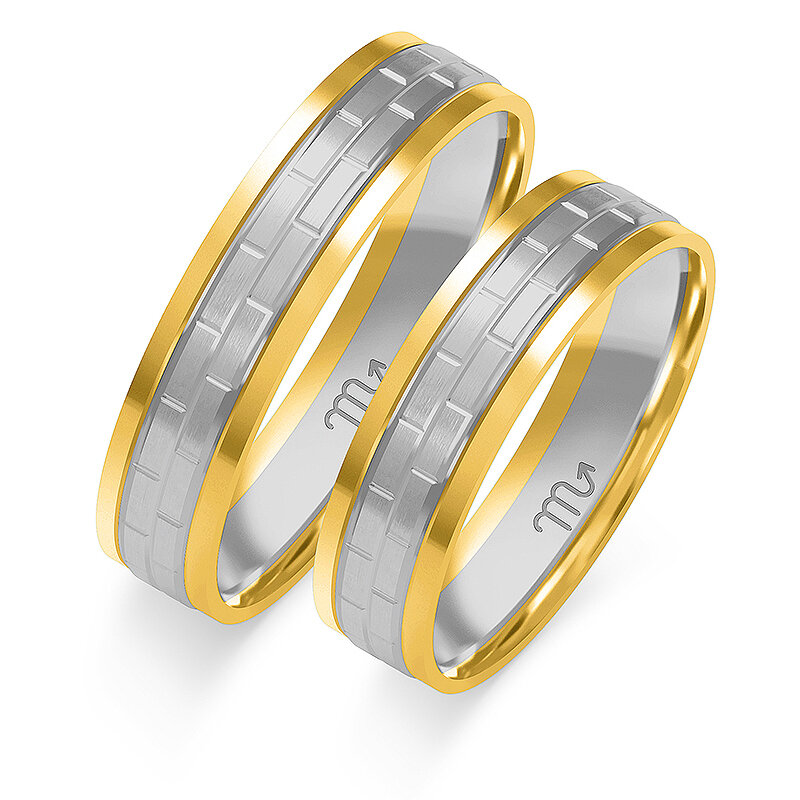Kombinuoti vestuviniai žiedai su glazūra