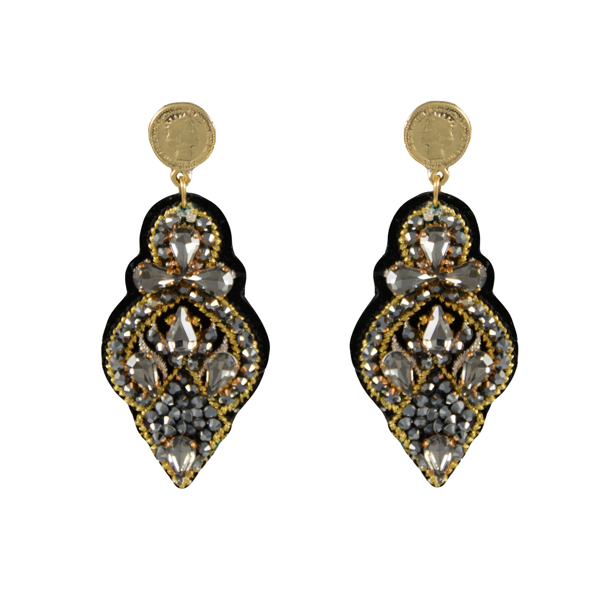 LINDA'S DREAM gray earrings with gold elements