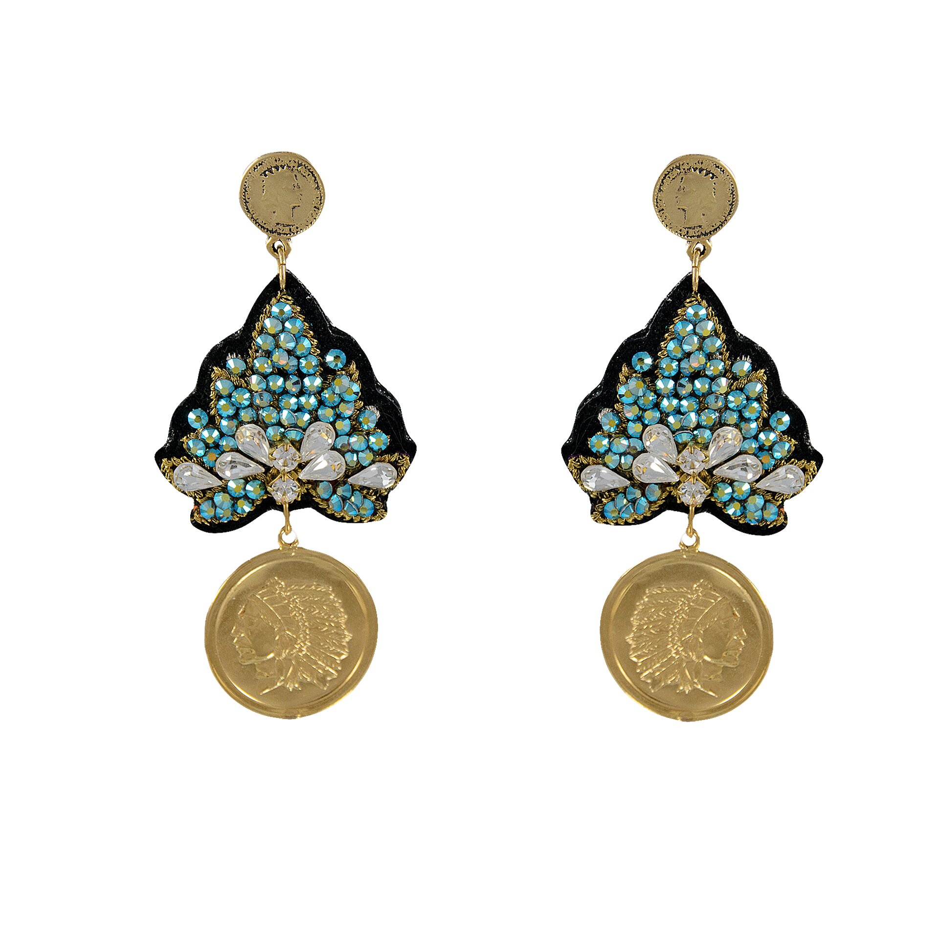 LINDA'S DREAM indischblaue Ohrringe mit goldenen Elementen