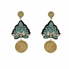 LINDA'S DREAM indiske blå øreringe med guldelementer