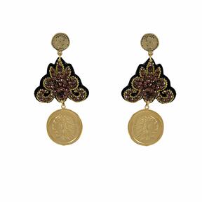 LINDA'S DREAM Indiske røde øreringe med guldelementer