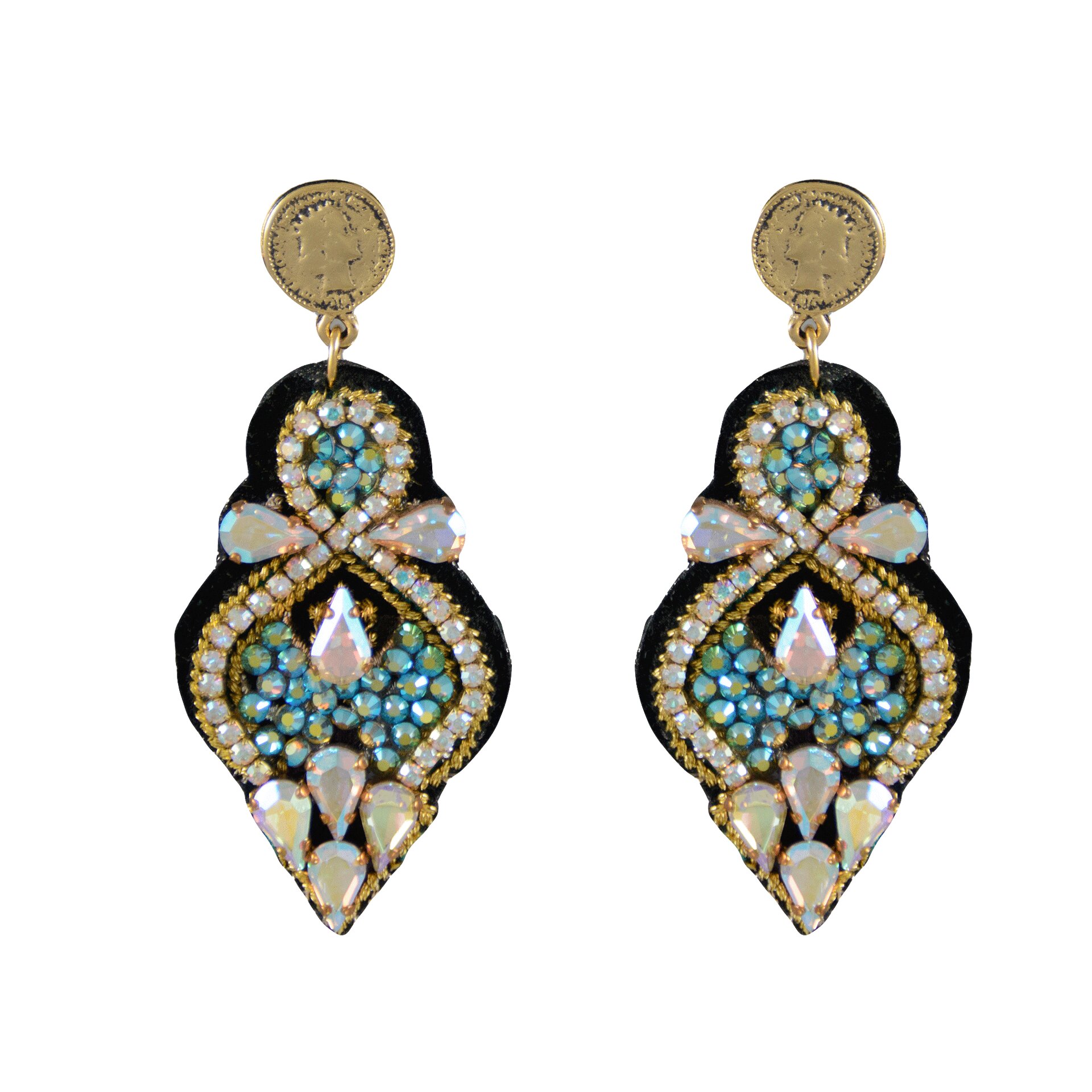 LINDA'S DREAM light blue earrings with gold elements