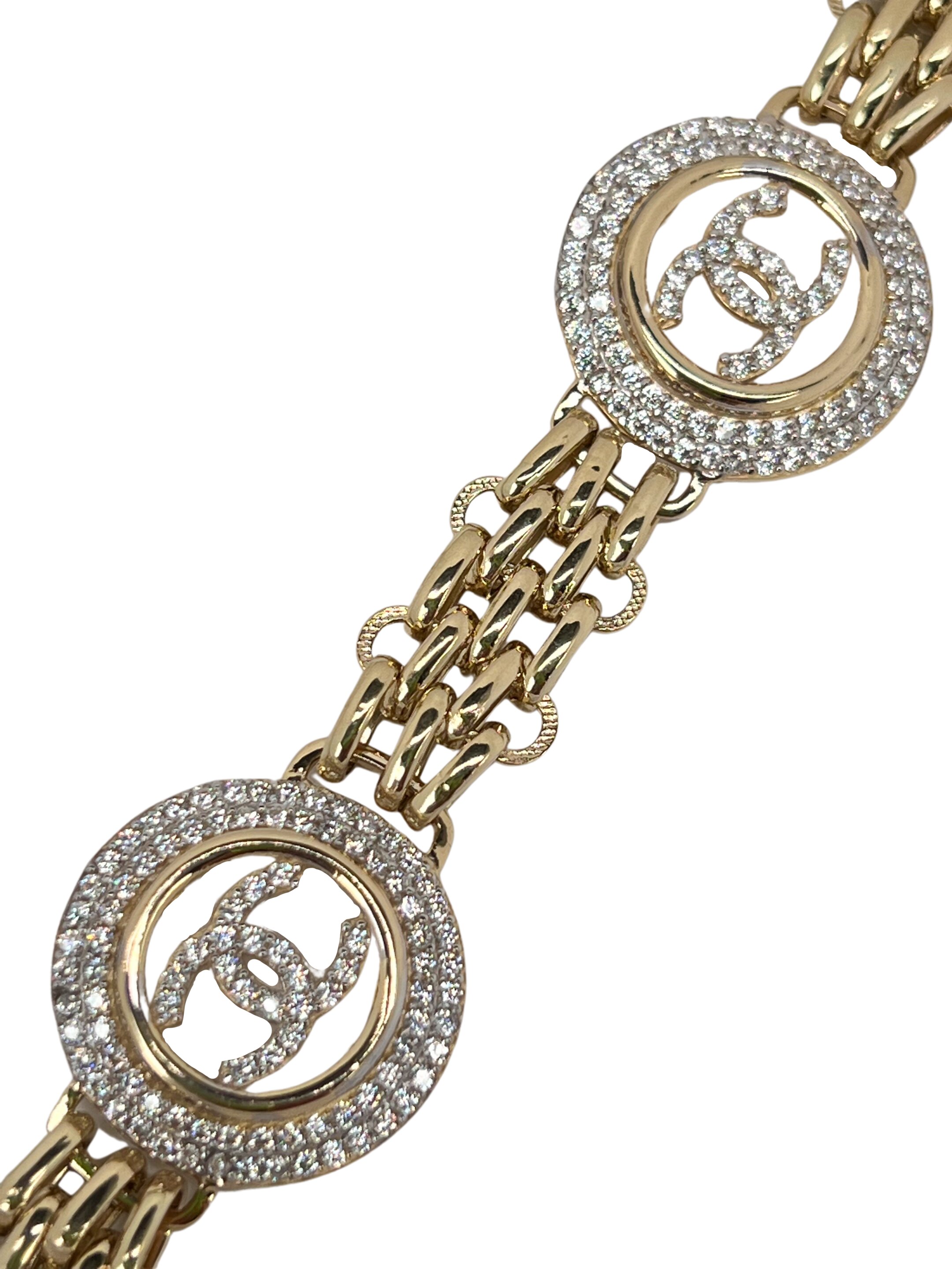 Luksuzna zlata ogrlica s črkami CC in cirkoni