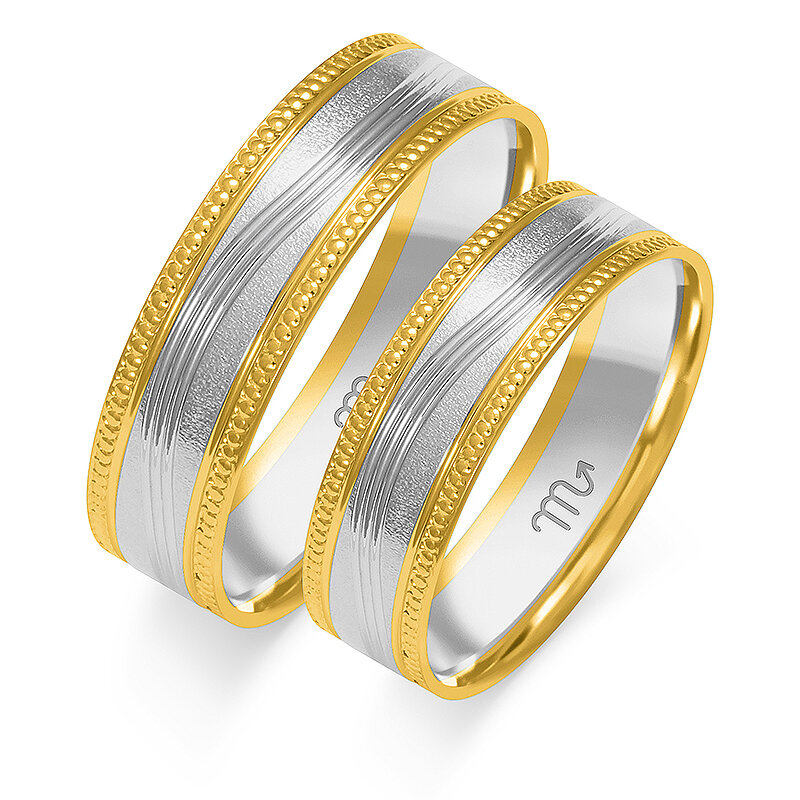 Matiniai vestuviniai žiedai plokščiu profiliu