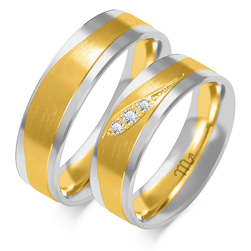 Matiniai vestuviniai žiedai su bangelėmis