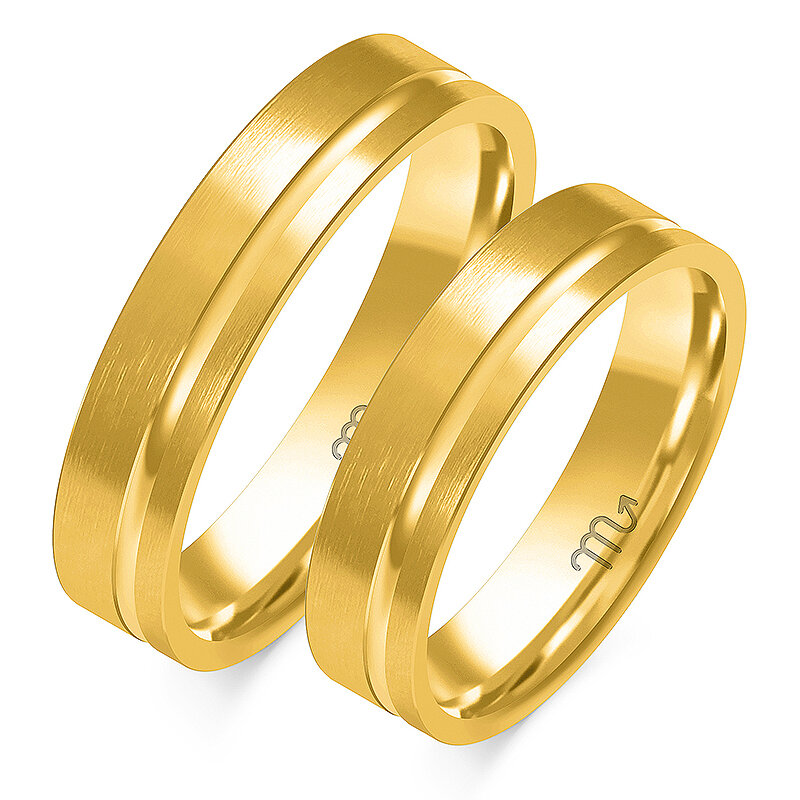 Matiniai vestuviniai žiedai su blizgia linija