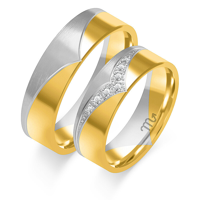 Matiniai vestuviniai žiedai su kalnų krištolais