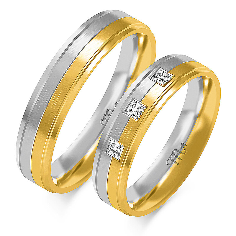 Matiniai vestuviniai žiedai su kalnų krištolais