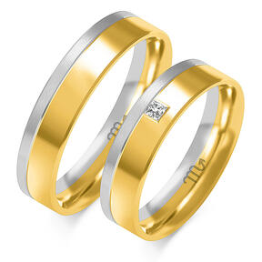 Matte wedding rings with a stone