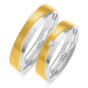 Matte wedding rings with a stone