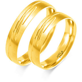 Matte wedding rings with engraving and semi-round profile