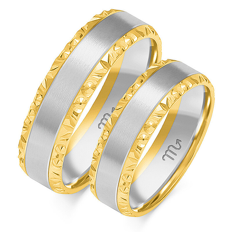 Matte wedding rings with engraving
