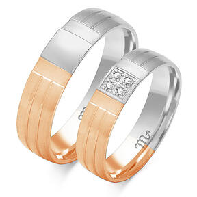 Matte wedding rings with four stones