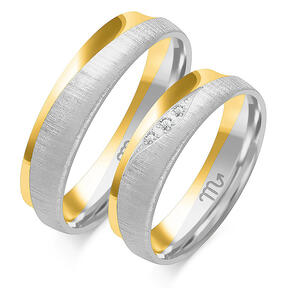 Matte wedding rings with rhinestones