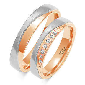 Matte wedding rings with rhinestones