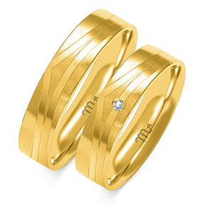 Matte wedding rings with shiny lines, multi-colored